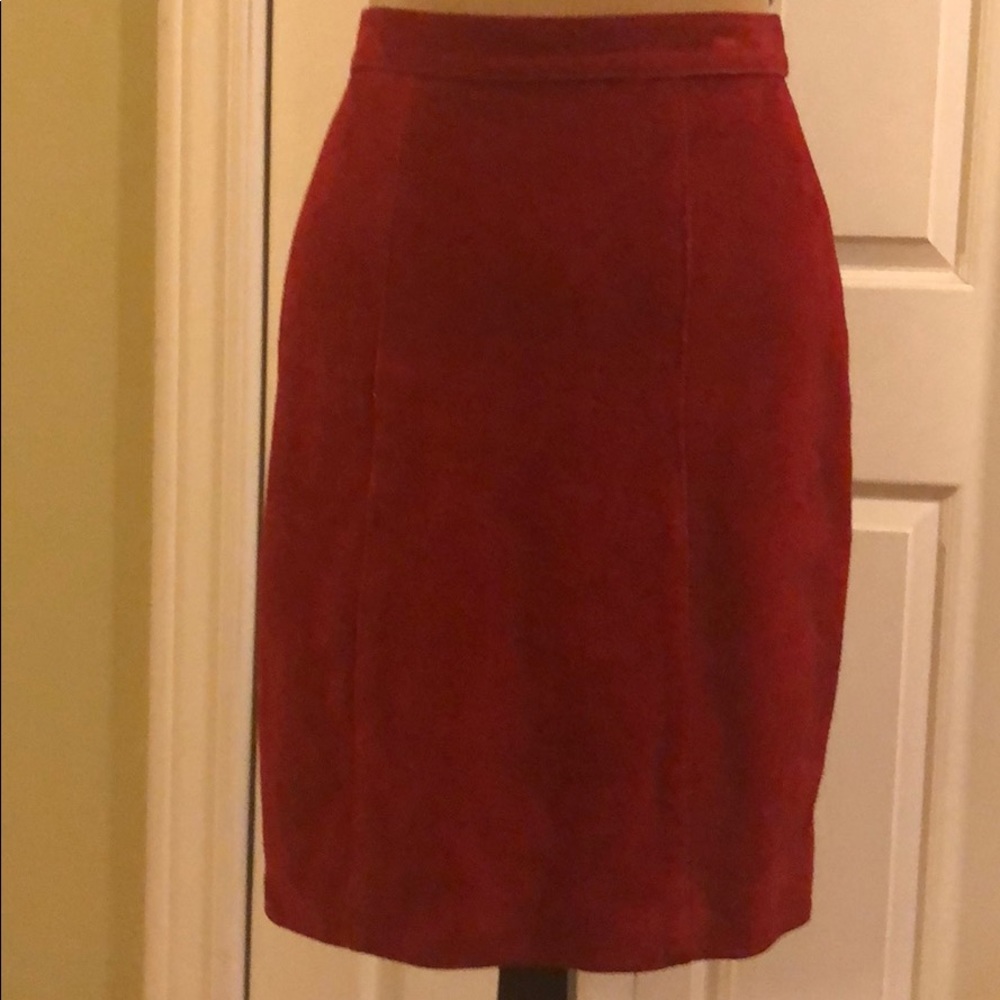 Vintage Red Suede Midi Skirt